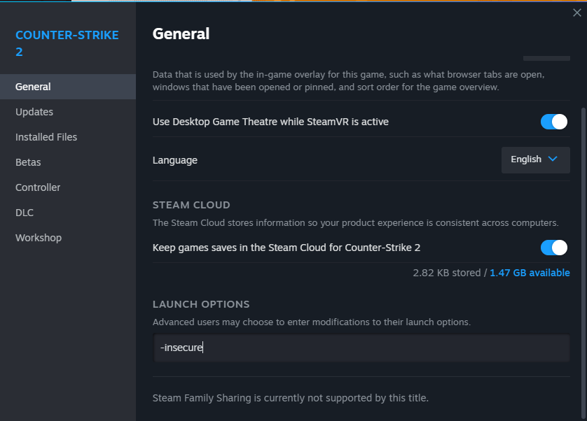 A screenshot of the CS: GO 2 Launch Options on Steam. 