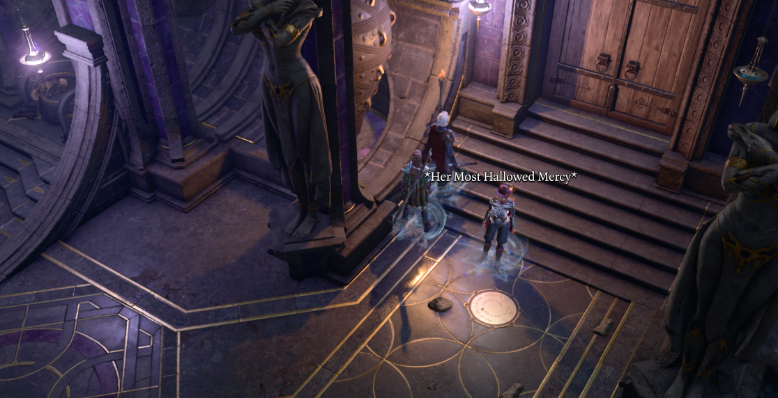 A screenshot showing the Her Most Hallowed Mercy plaque. 