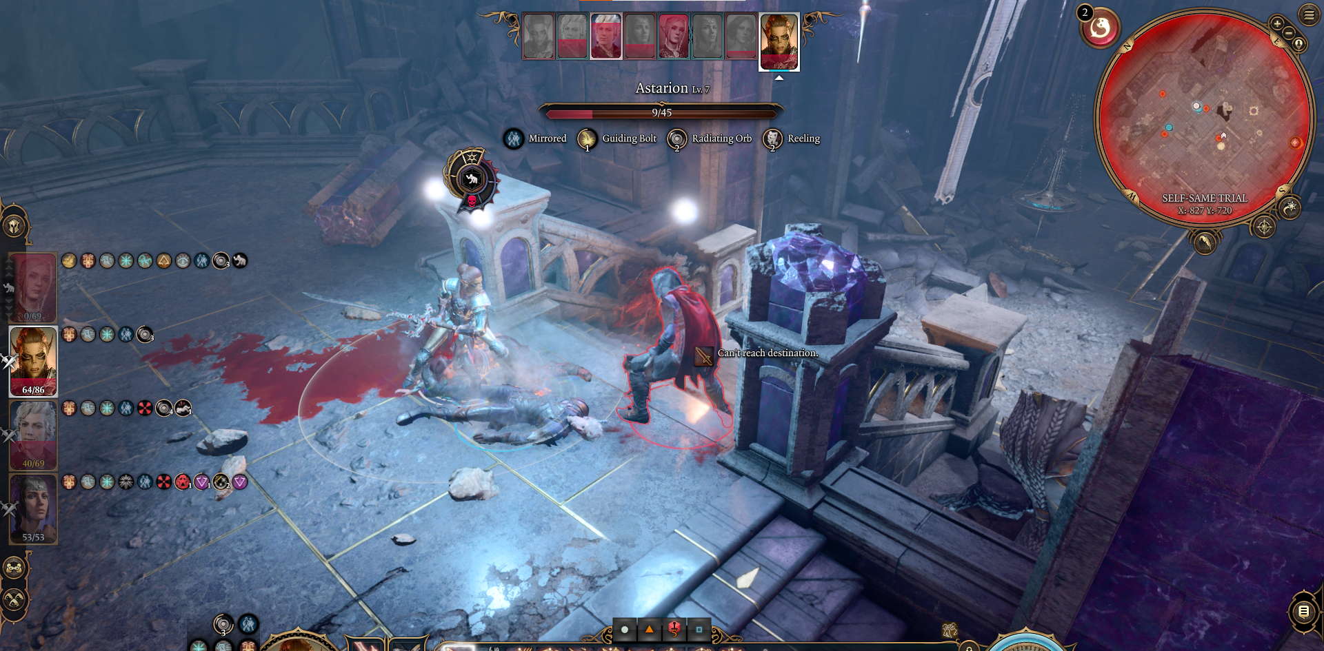 A screenshot of the Fighter Class Lae'zel fighting against a clone in Baldur's Gate 3.