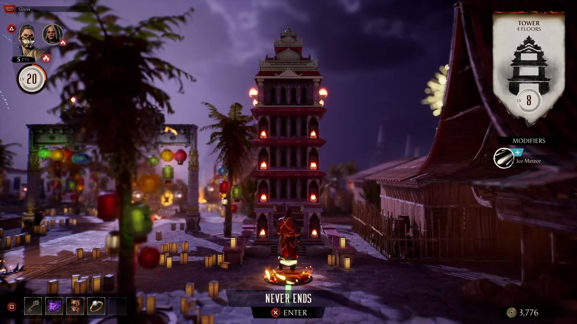 A screenshot of the Never Ends Tower in Mortal Kombat 1 Invasion Mode. 