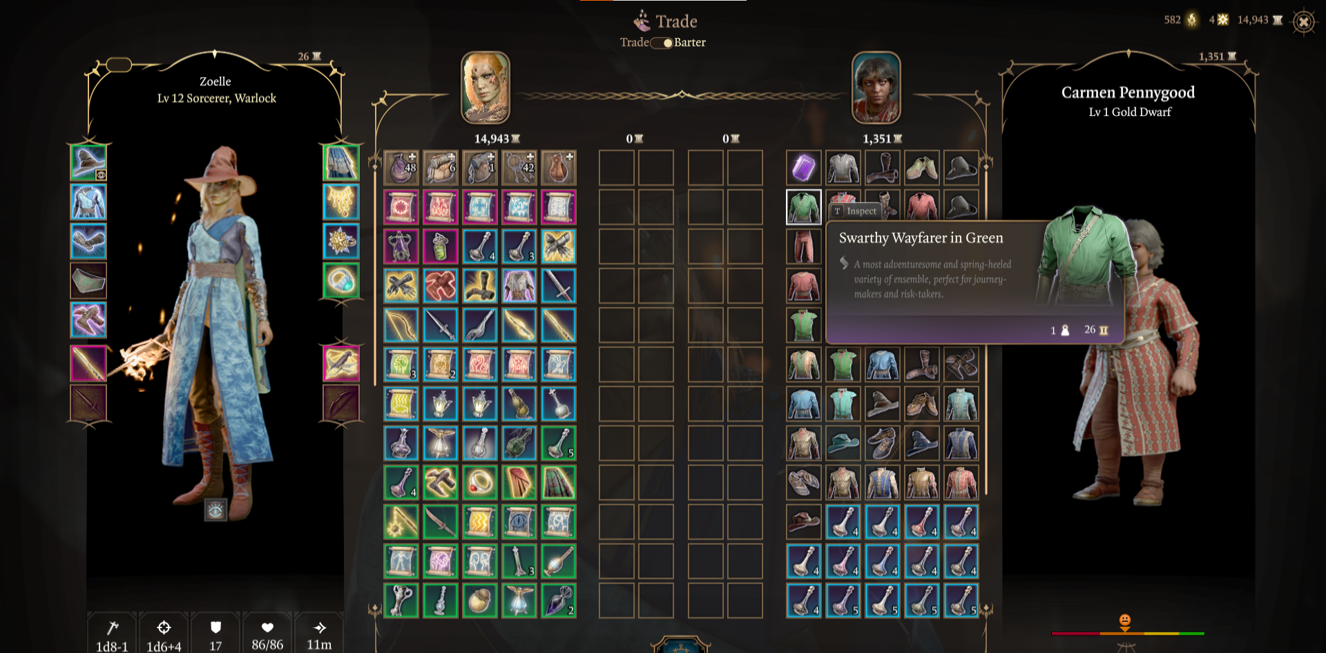 A screenshot of Carm's Garm's Camp Clothing options in Baldur's Gate 3. 