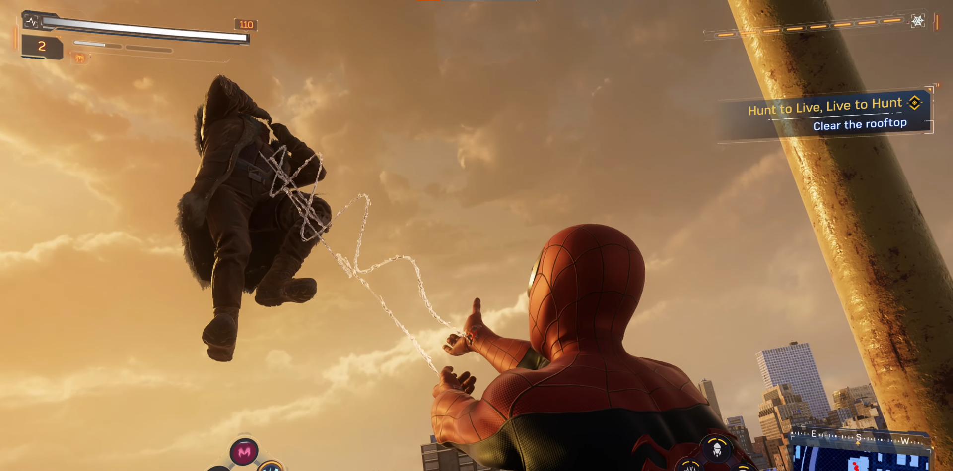 A screenshot showing Spider-Man 2 gameplay. 