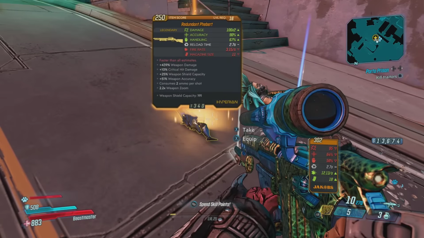 A screenshot of the legendary shotgun, Redundant Phebert, being used in Borderlands 3.