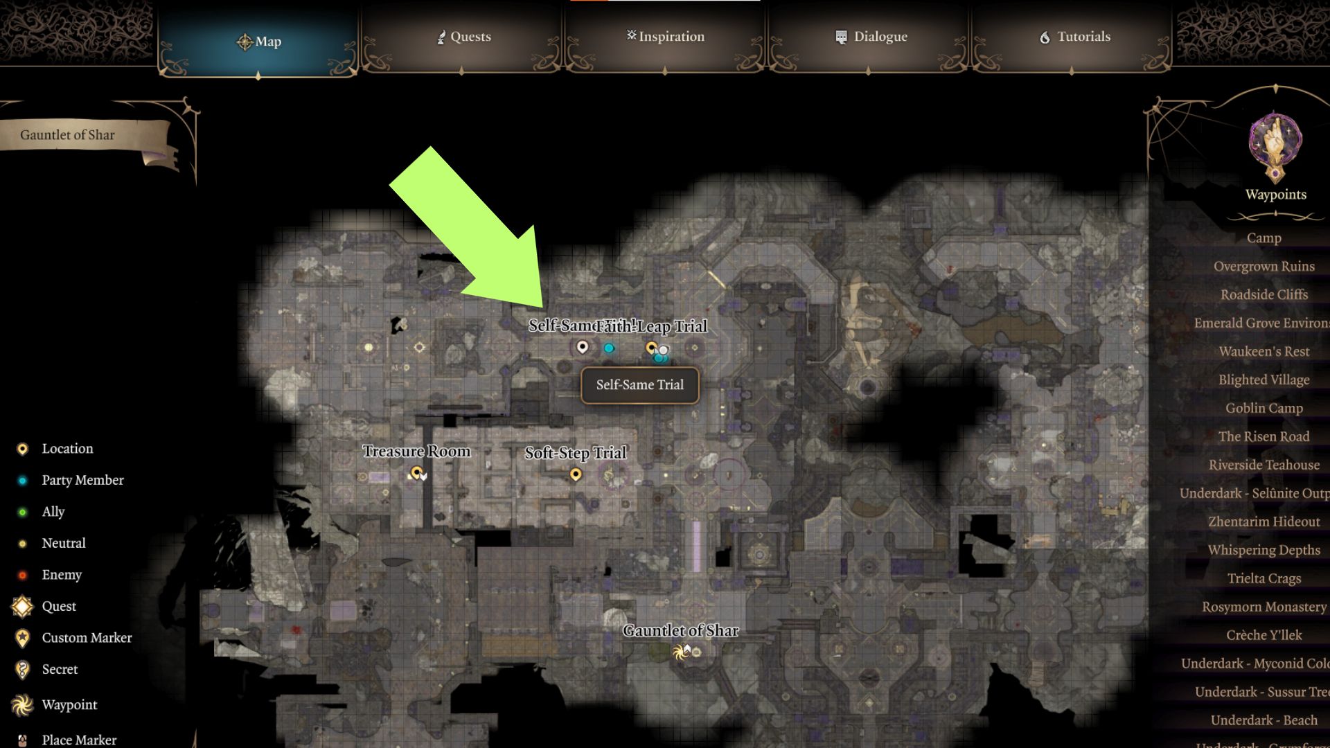 A screenshot of the Self-Same Trial location. 
