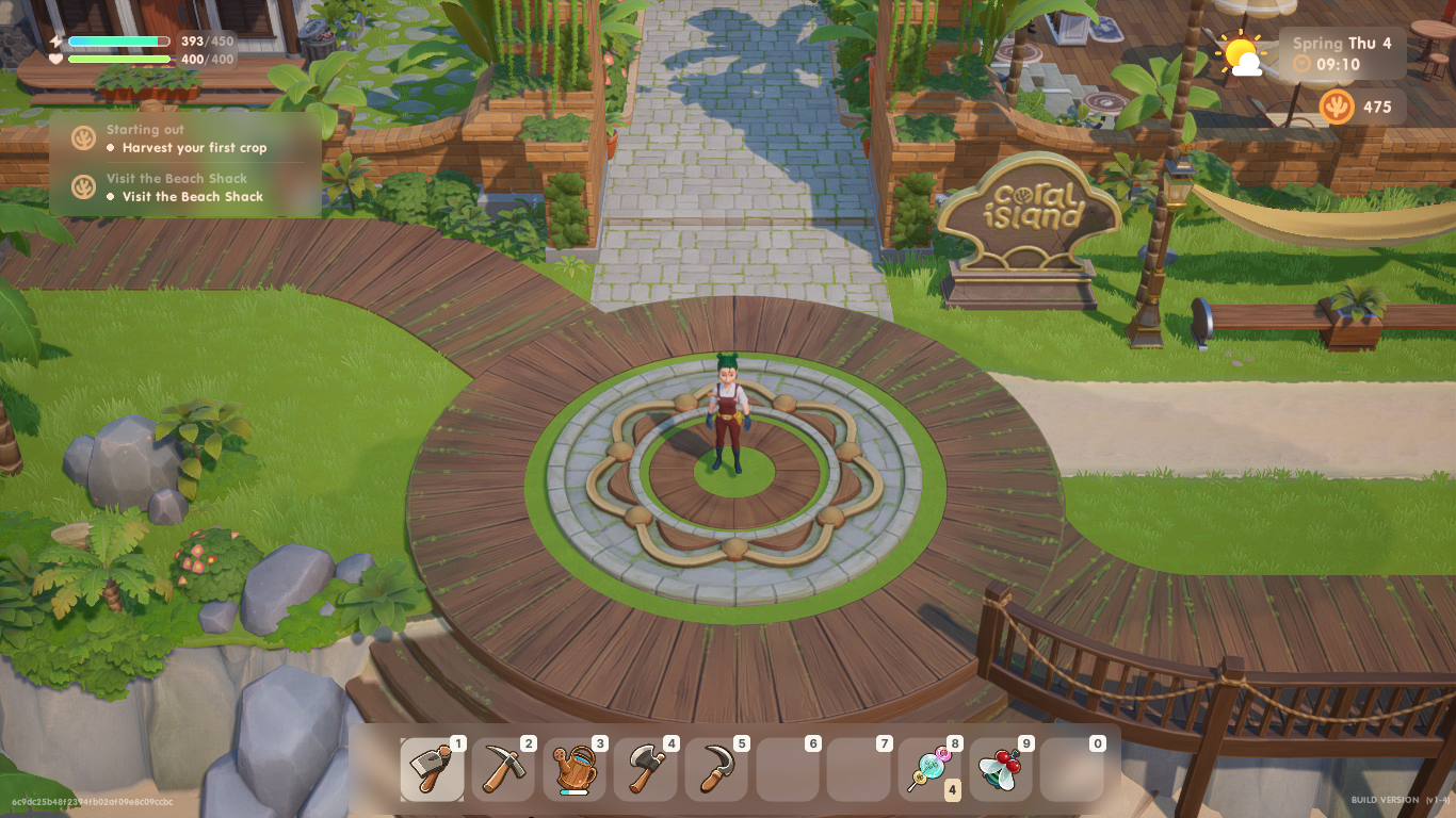 A screenshot of the main area on Coral Island