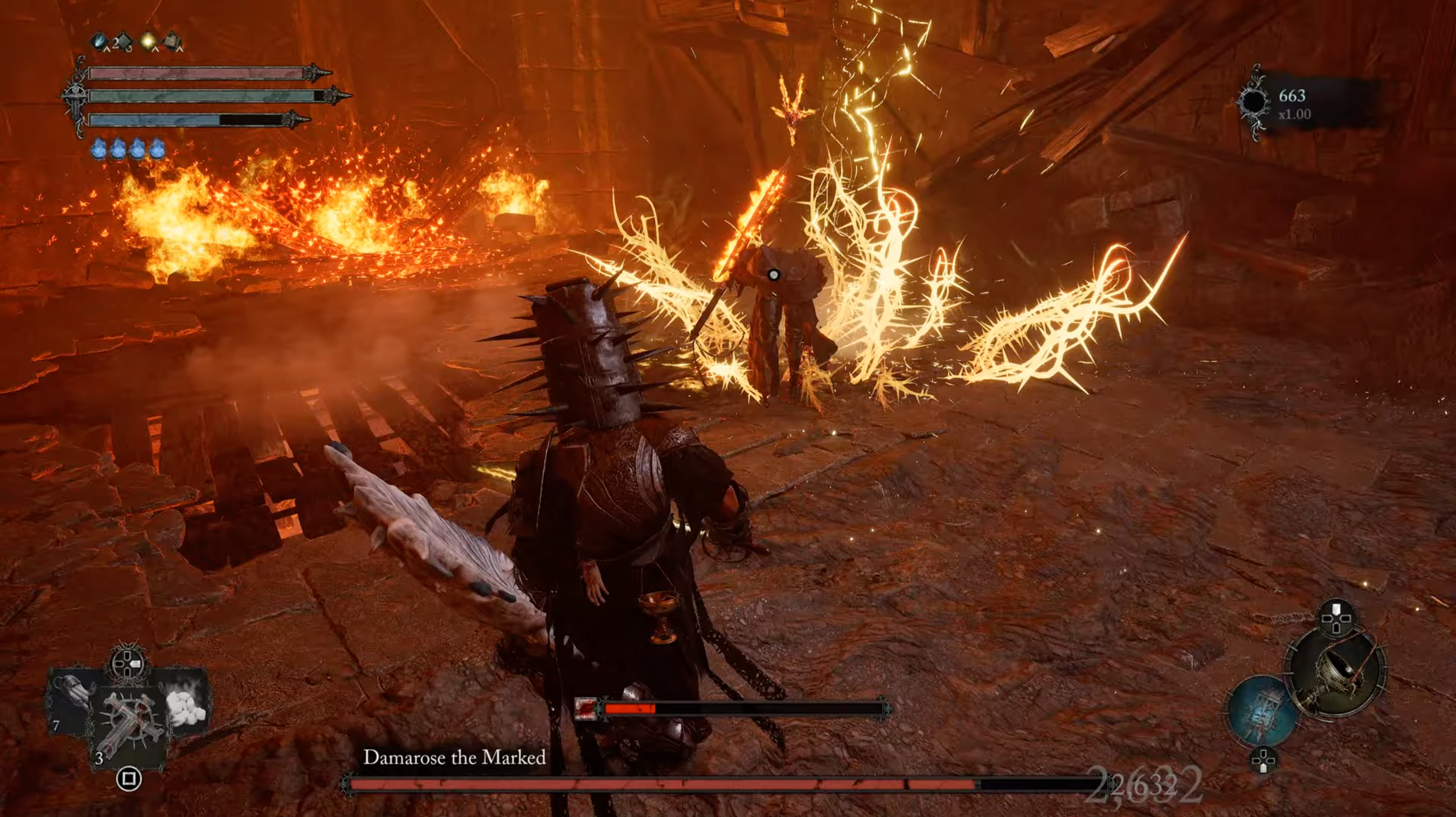 The player fighting Damarose the Marked.