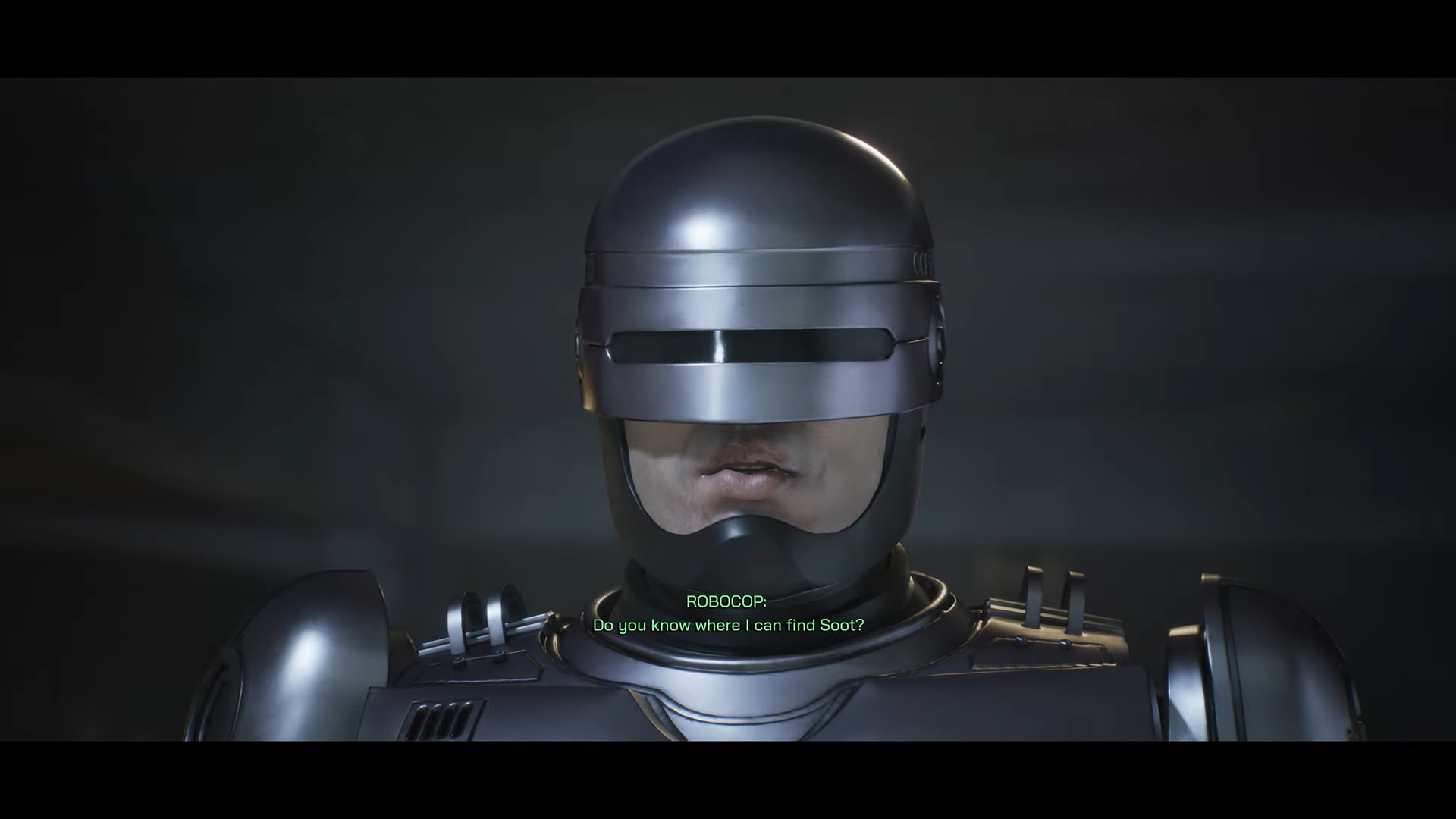 A close-up screenshot of RoboCop in RoboCop: Rogue City