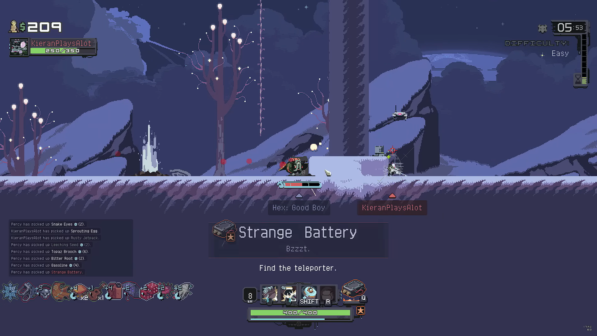 A screenshot of the Strange Battery. 