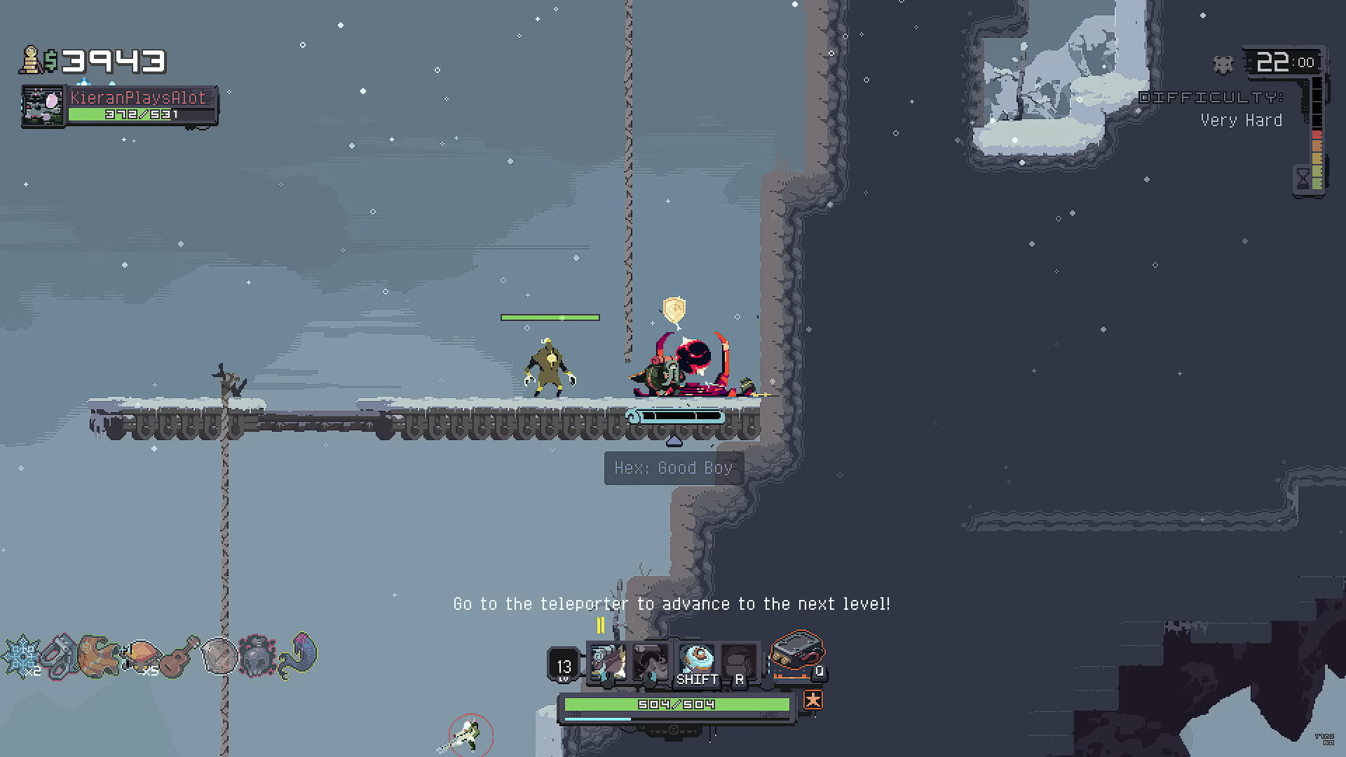 A screenshot of the teleporter in Risk of Rain Returns.