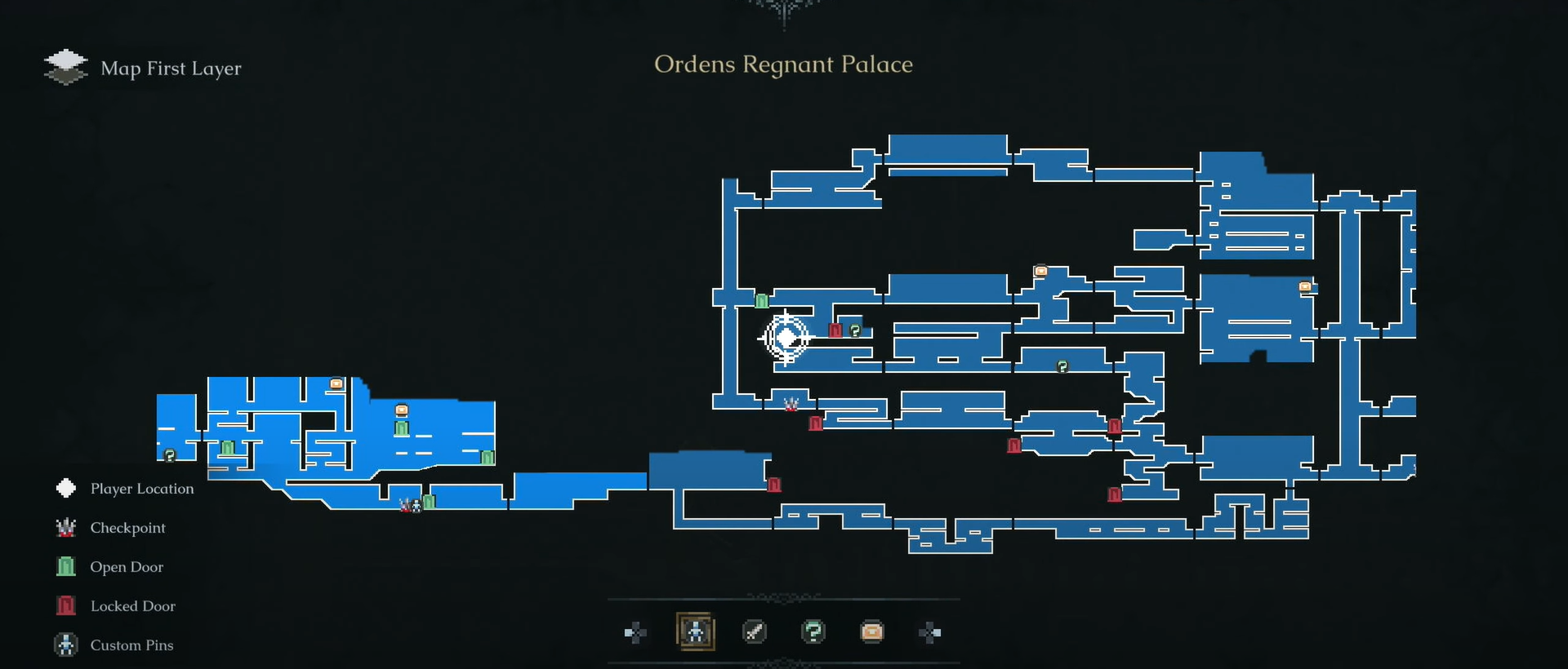 A screenshot of the map showing the Ordens Palace master key location. 