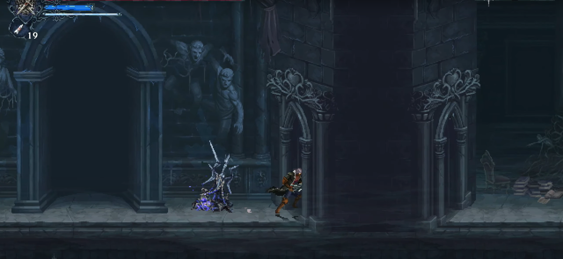 A screenshot of Eryk running toward's Manfredd the Accursed's room. 