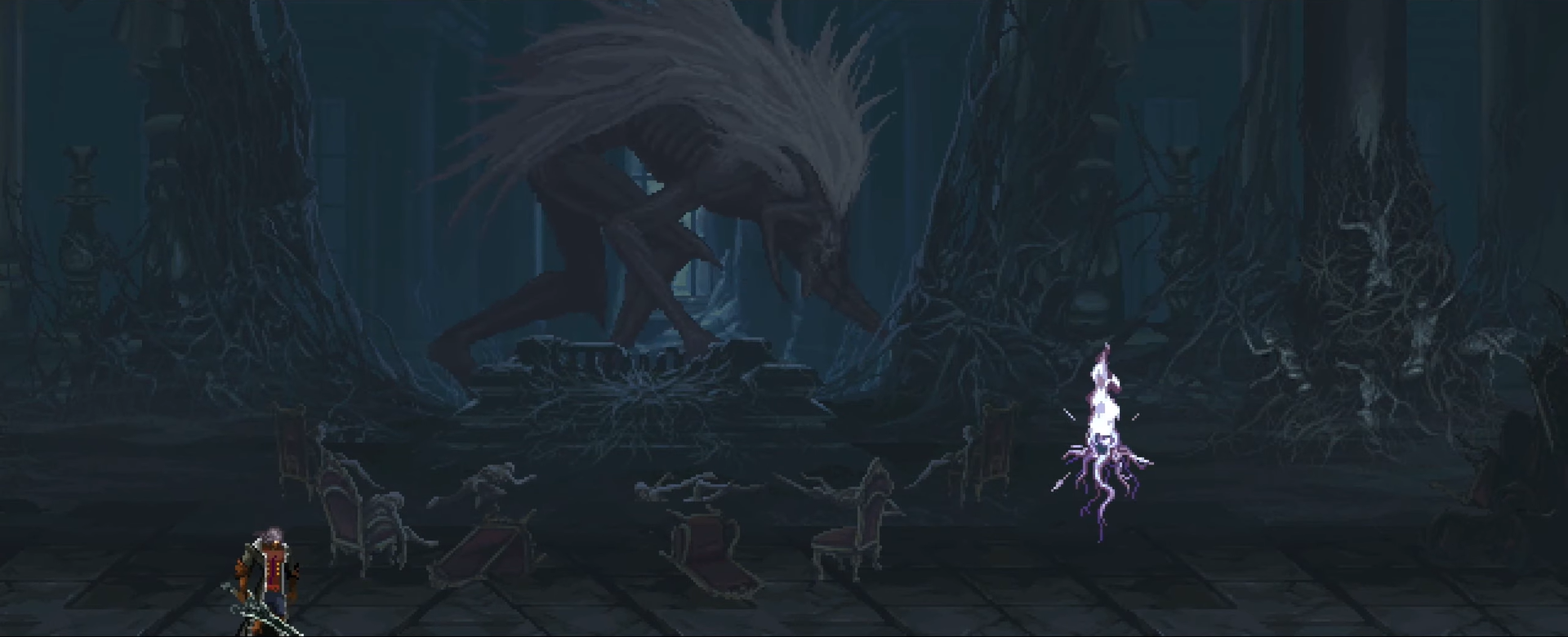 A screenshot of Manfredd the Accursed in the background. 