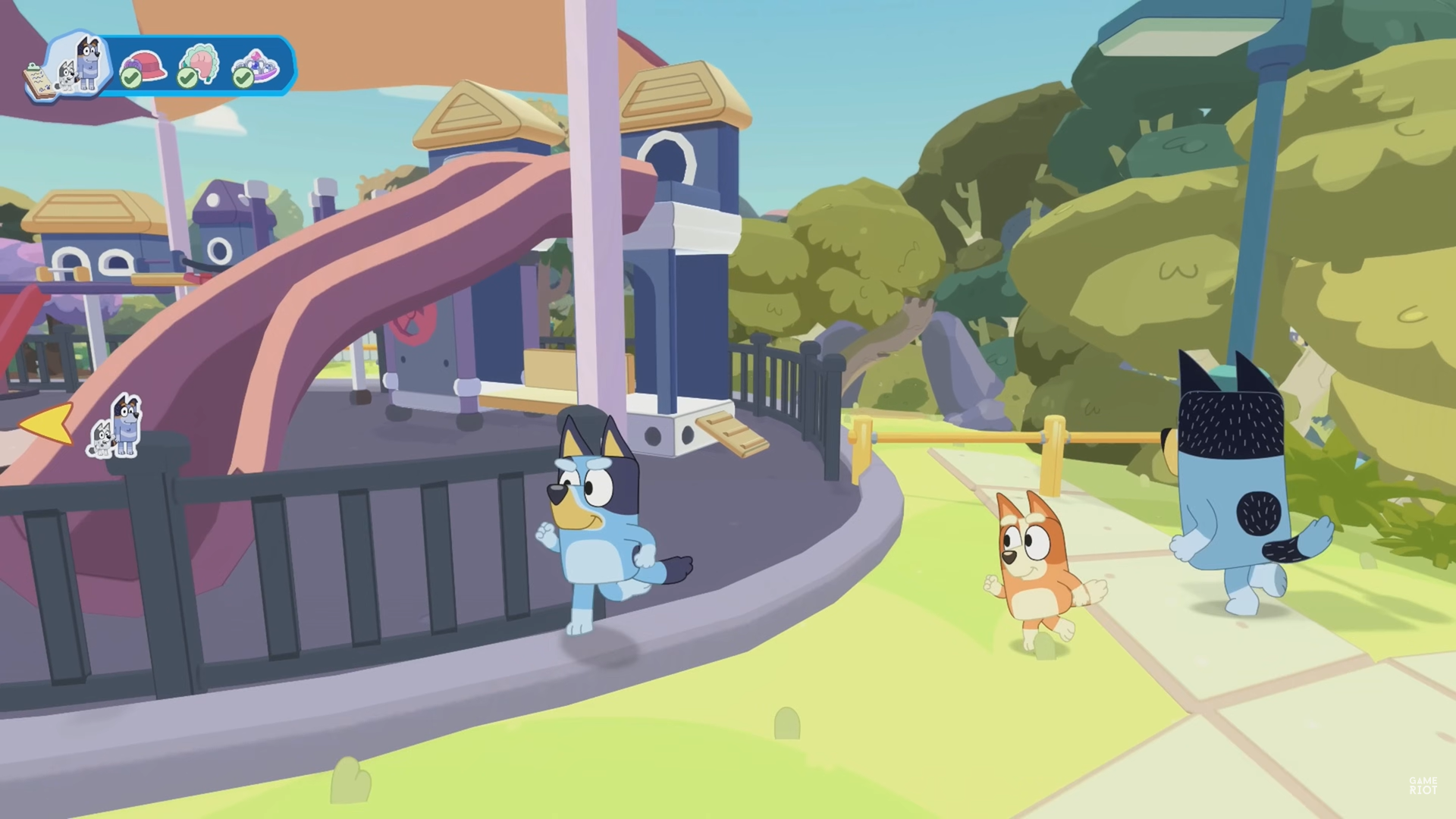 A screenshot showing Bluey: The Videogame's open-world elements. 