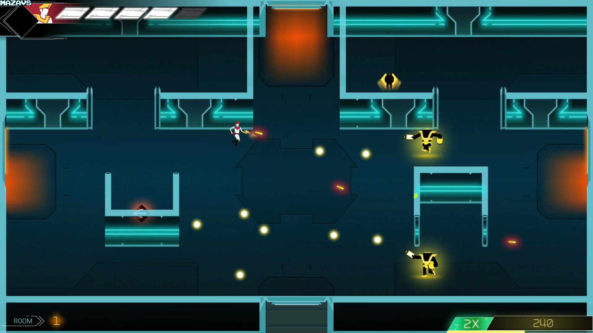 A screenshot of Room 1 in Berzerk: Recharged.