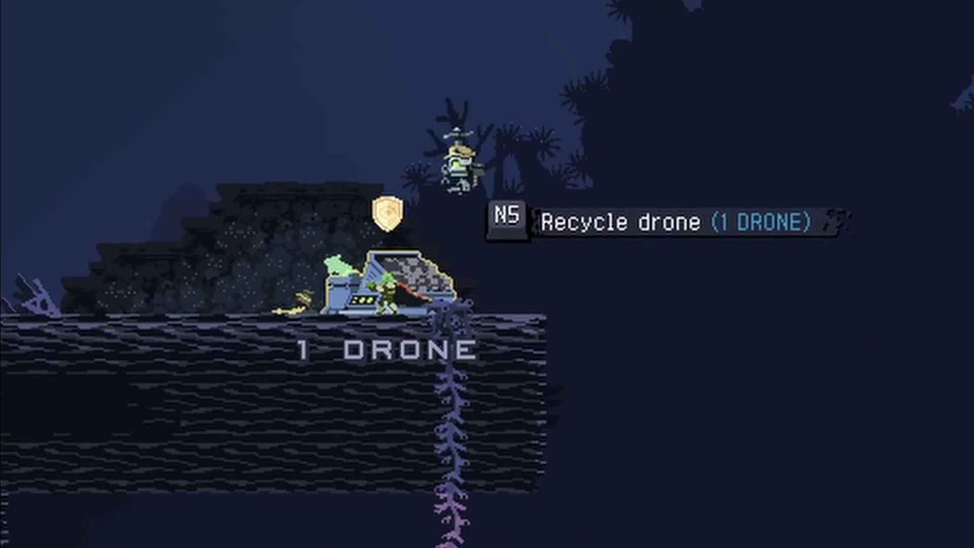 A screenshot of the Drone Scrapper in Risk of Rain Returns.