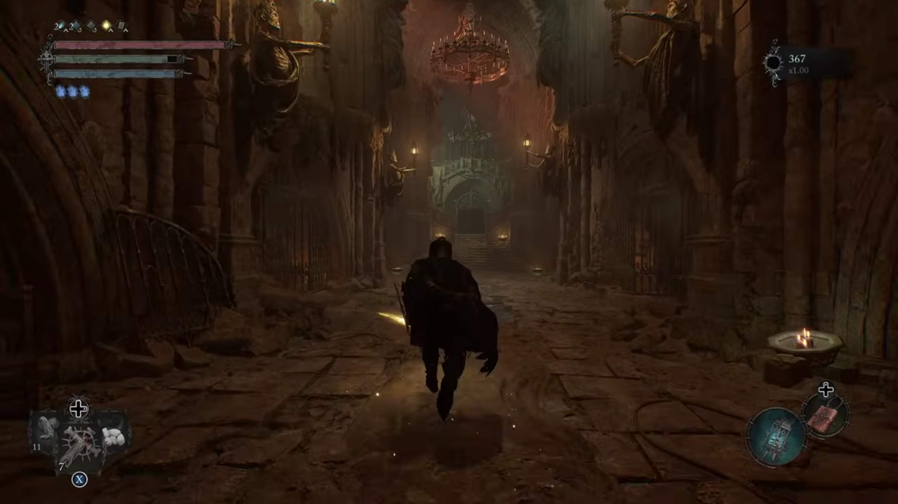 The player going towards the path directly in front of the Vestige of Ethryg
