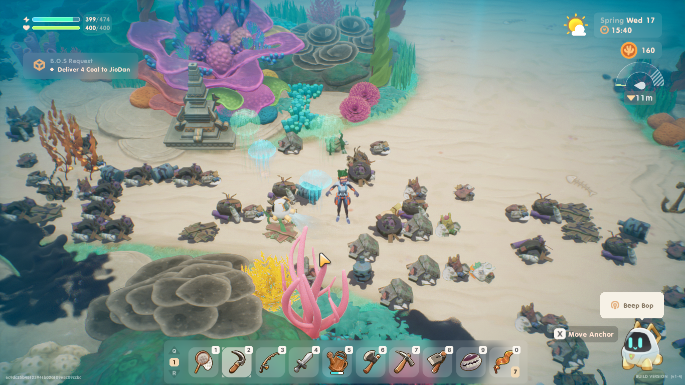 An image of the player diving underwater to clean mounds of trash.