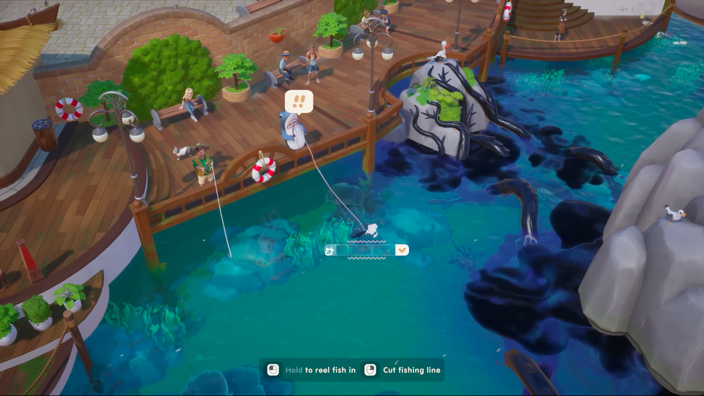 The player fishing in the game.