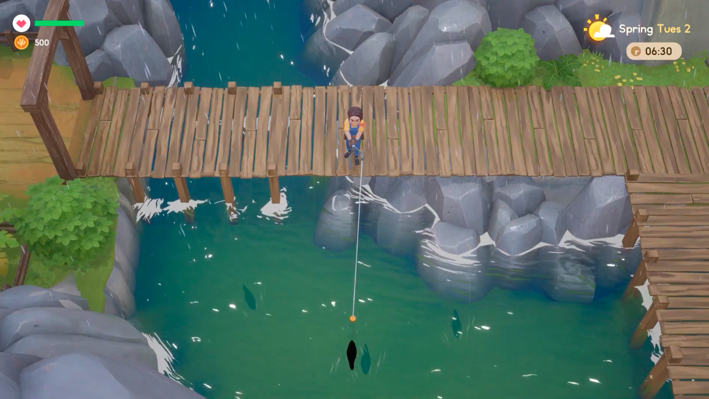 Rainy weather while the player is fishing.