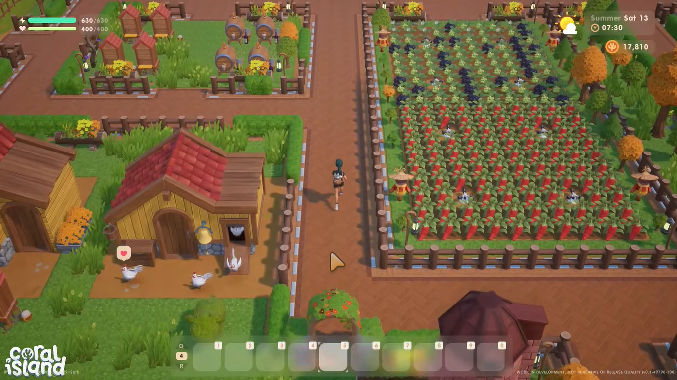 An image of the player and their meticulously designed farm. 