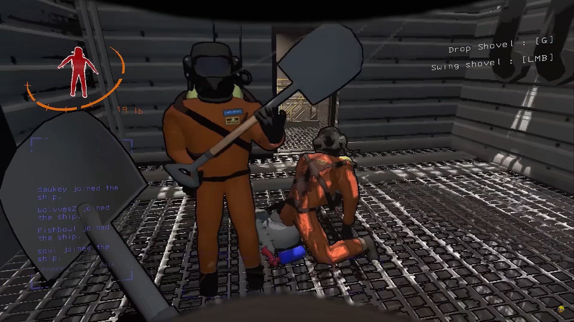 A screenshot of two random players in Lethal Company.