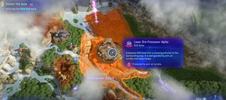 A screenshot of the Laser Ore Processor Alpha base in Avatar: Frontiers of Pandora