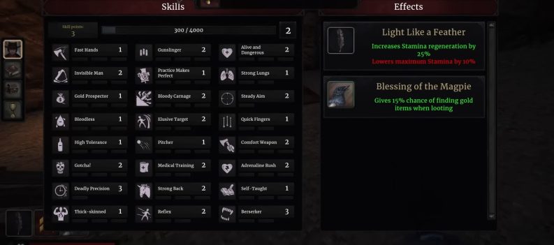 A screenshot of the inventory menu in Blood West.