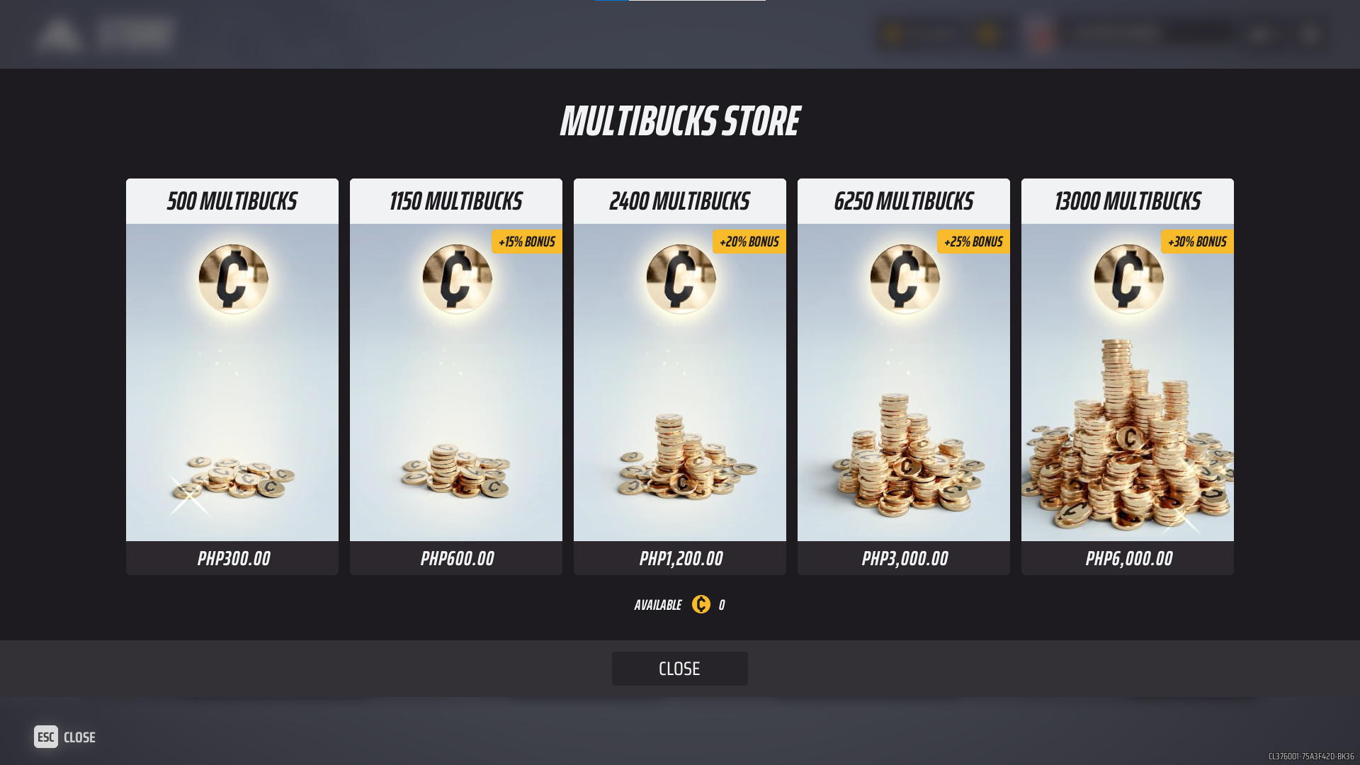 A screenshot of the five Multibucks bundles in The Finals. 