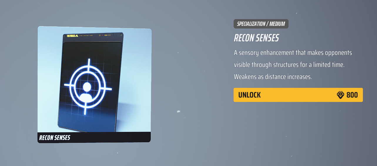 A screenshot of the Recon Senses Specialization. 