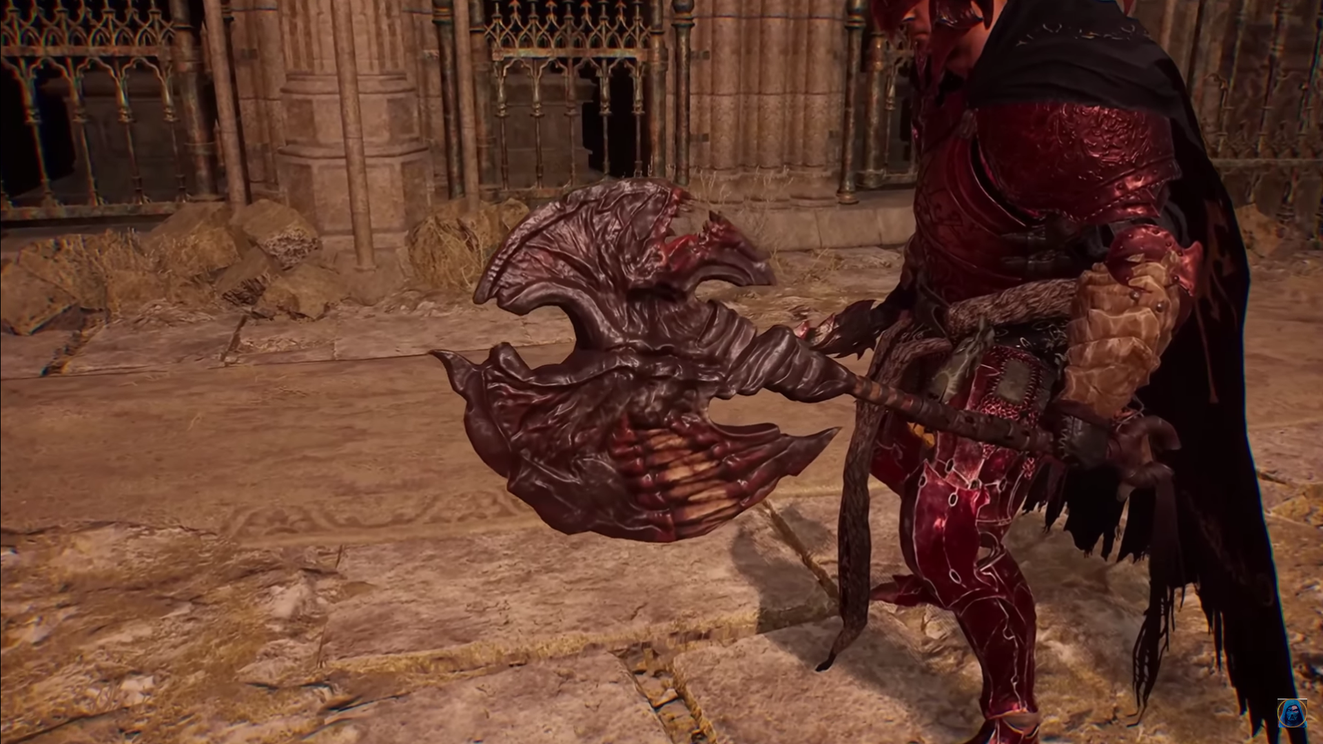 A screenshot of the Grinning Axe weapon in Lords of the Fallen.