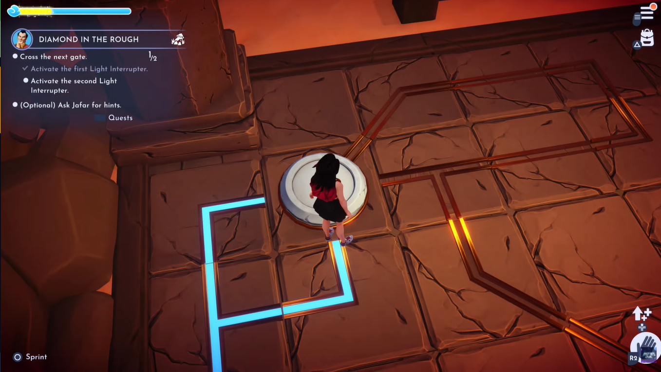 An image of the player rotating the tiles on the ground.