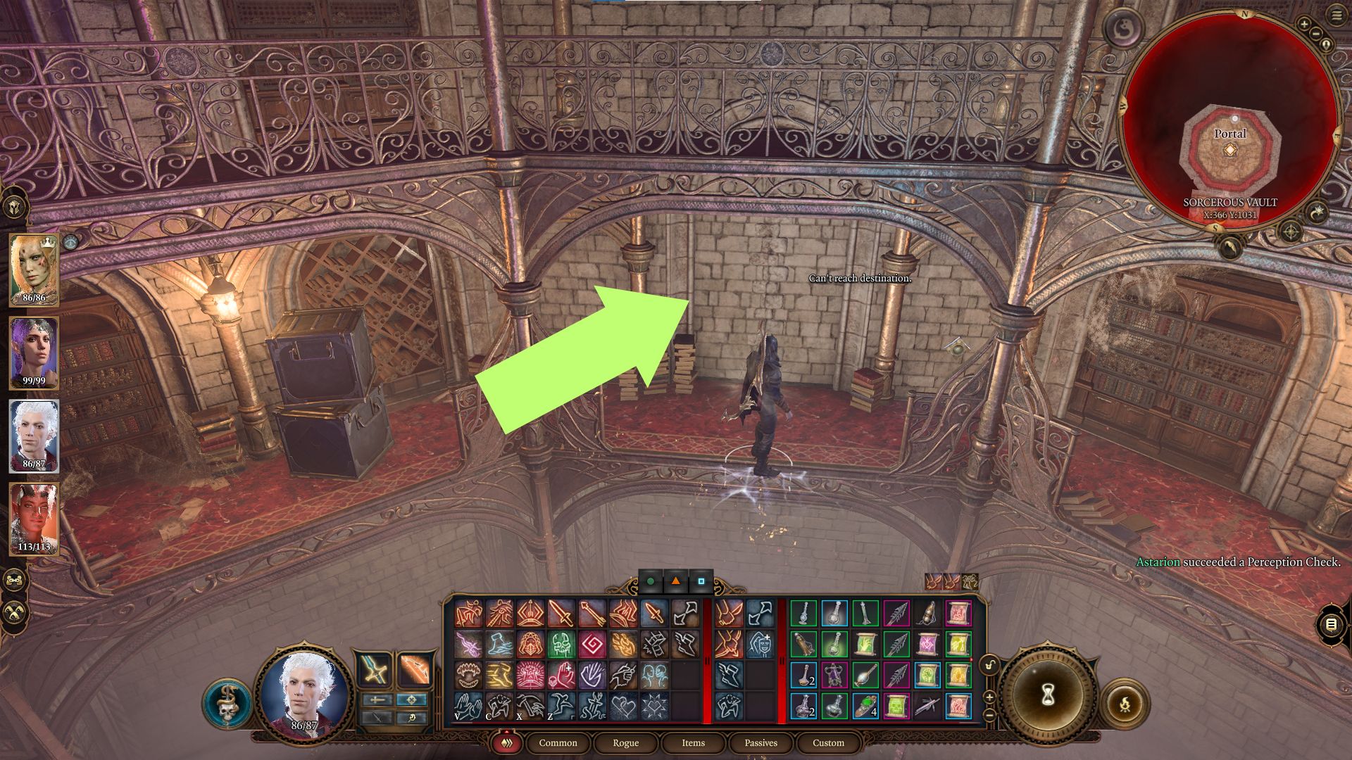 A screenshot of the secret door in the Sorcerous Vault in Baldur's Gate 3. 