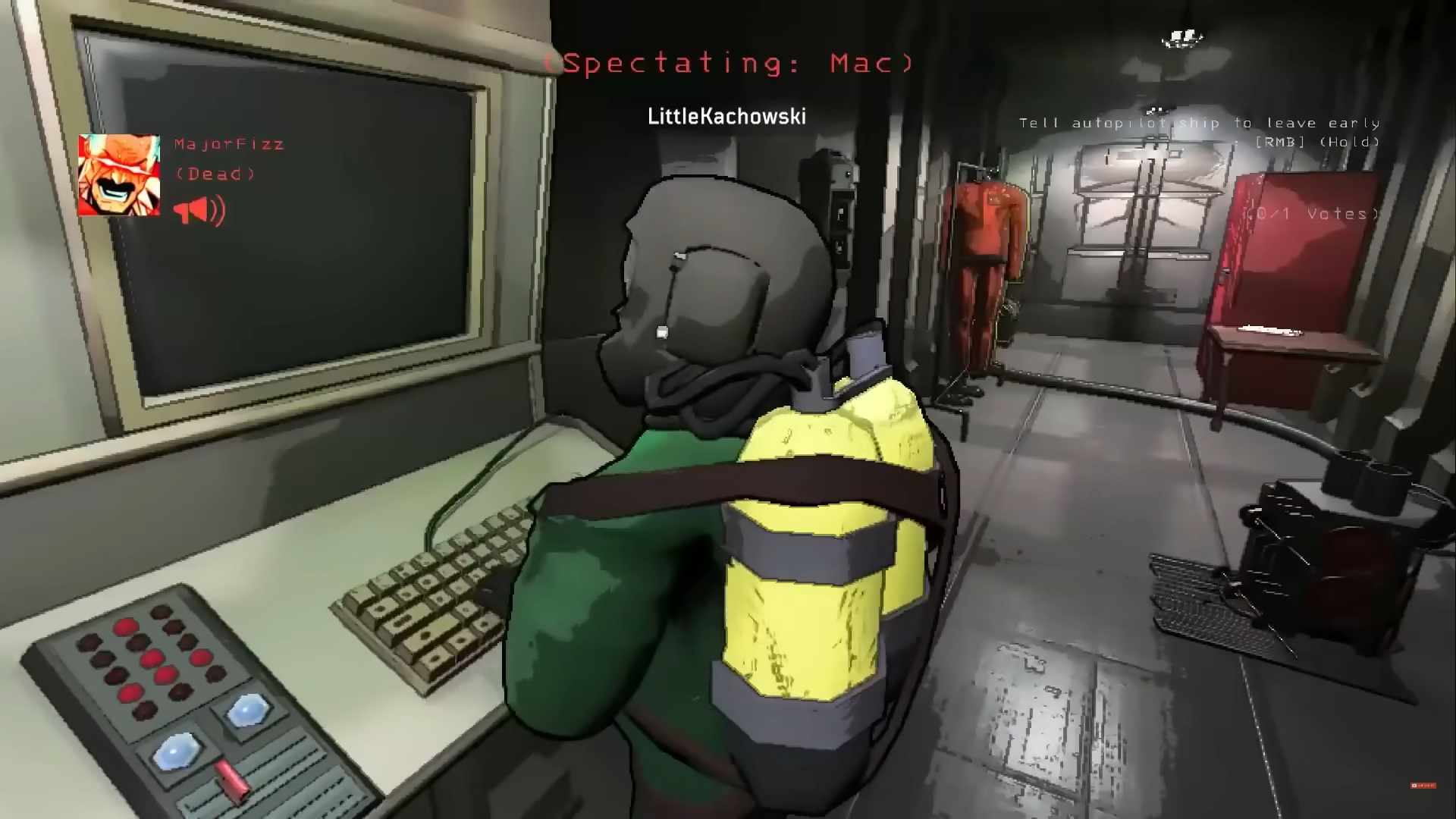 A screenshot of an employee using the computer in Lethal Company.