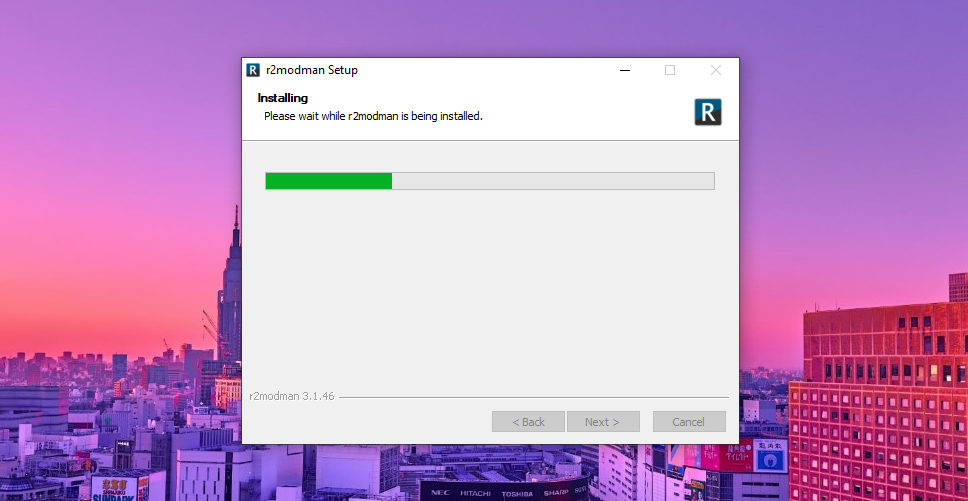 A screenshot of the r2modman installation on Windows. 