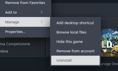A screenshot of the uninstall option for Lethal Company on Steam. 
