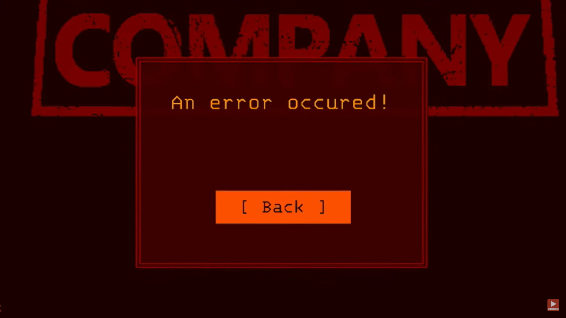 A screenshot of the An error occurred error message in Lethal Company. 