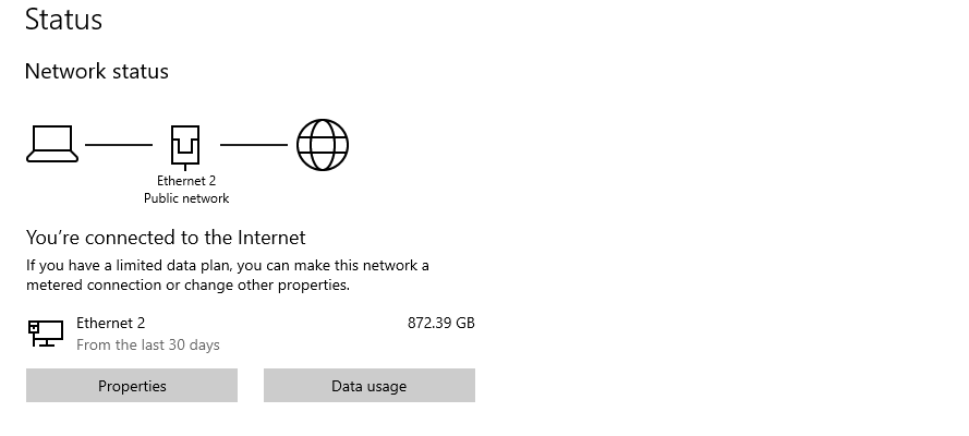 A screenshot of Network Connection Status on Windows. 