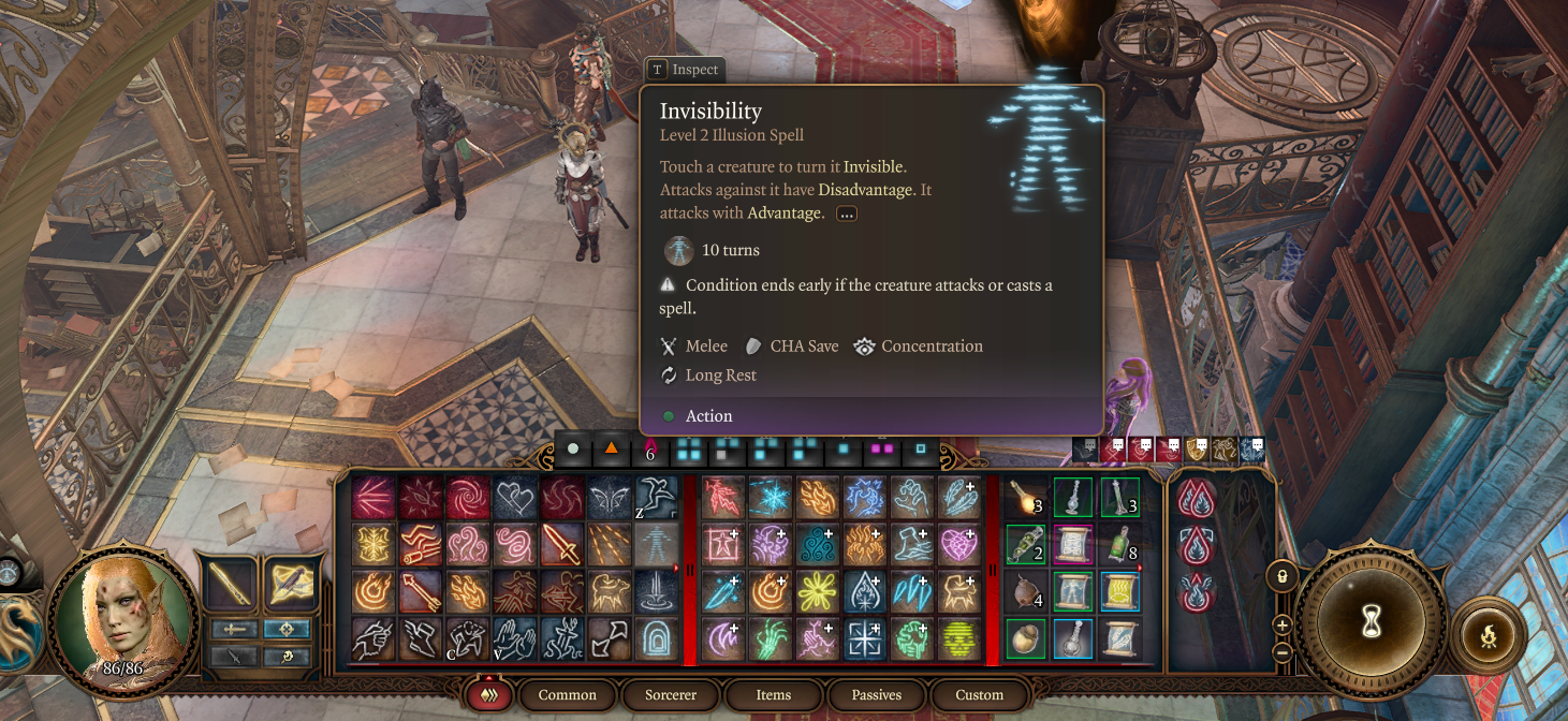 A screenshot of the Invisibility Spell in Baldur's Gate 3. 