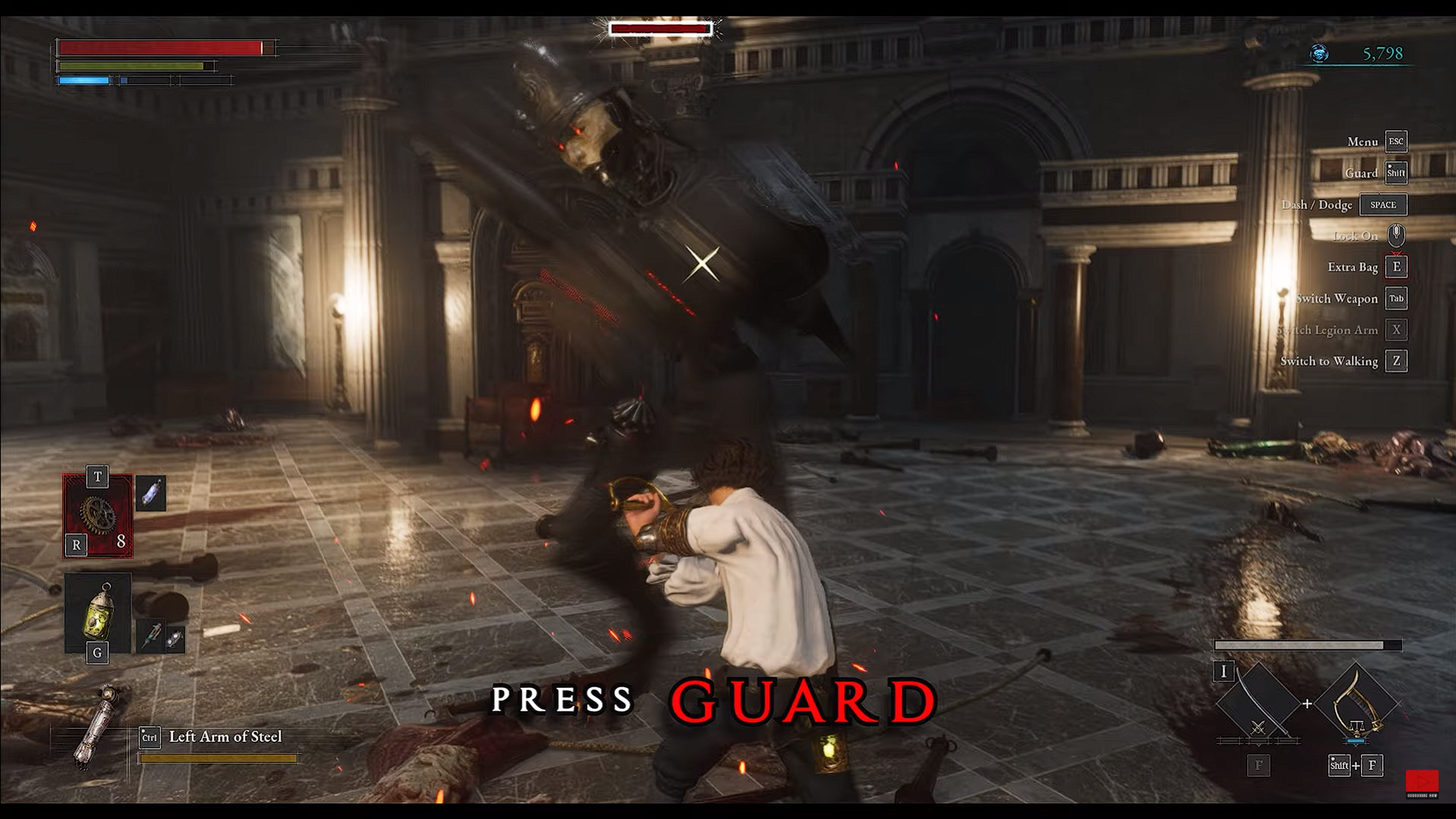 A screenshot of the Perfect Guard action in Lies of P.