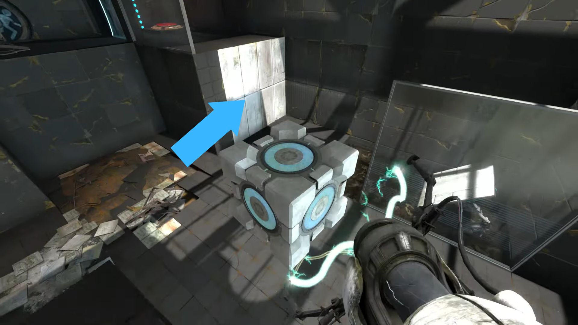 A screenshot of the big white wall in Chamber 14. 