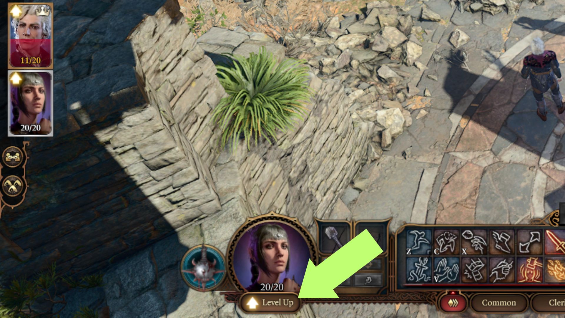 A screenshot of the Level Up button in Baldur's Gate 3. 
