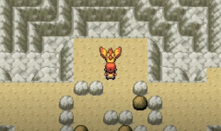 A screenshot of the Legendary Bird Moltres in Pokemon LeafGreen.