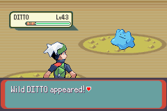 An image of the player encountering a wild shiny Ditto.