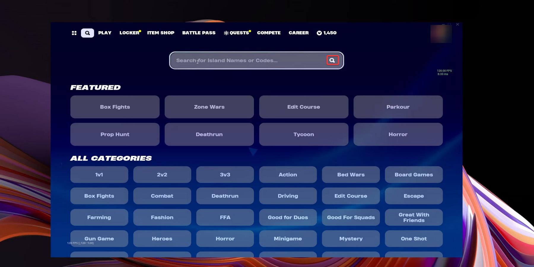 Enter Map Codes in Fortnite