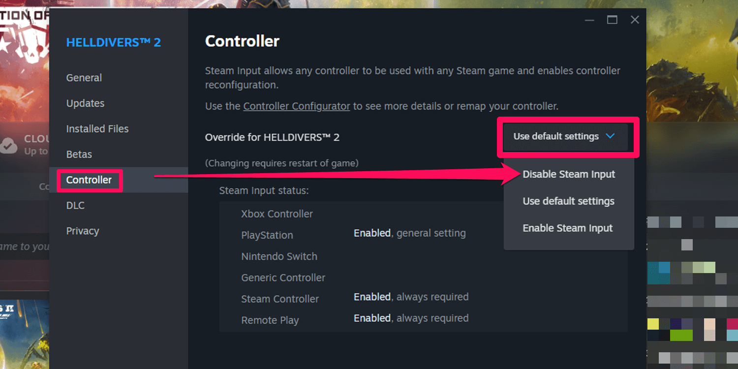 Steam input controller error