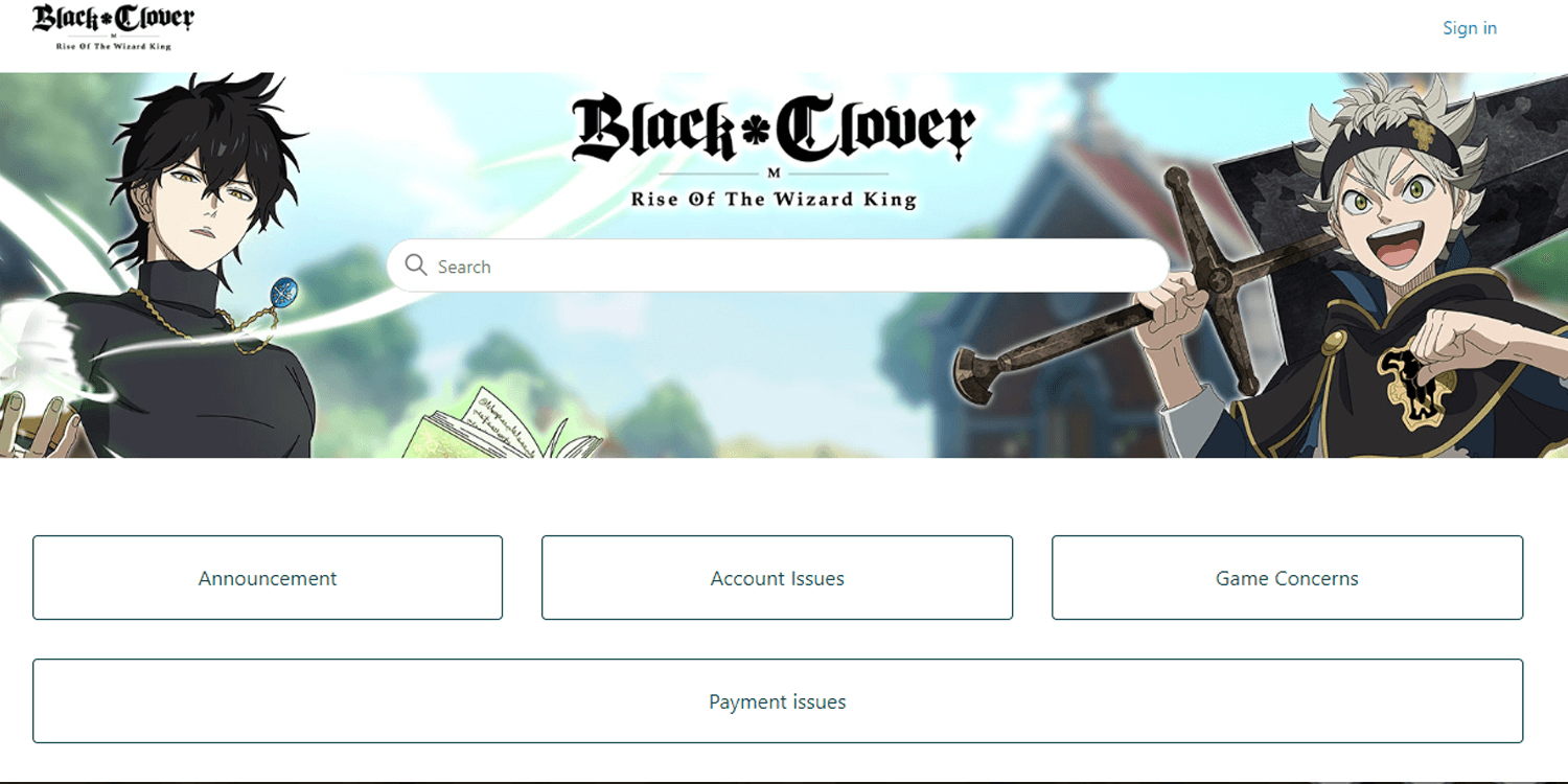 Customer Support Black Clover