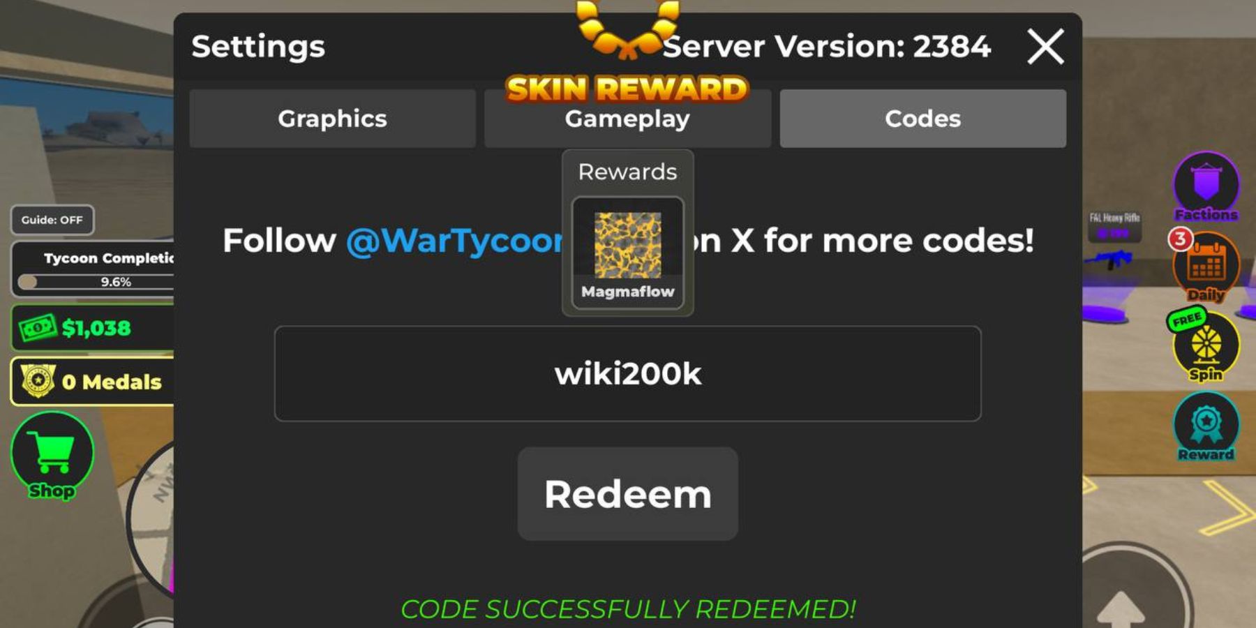 Roblox War Tycoon Codes