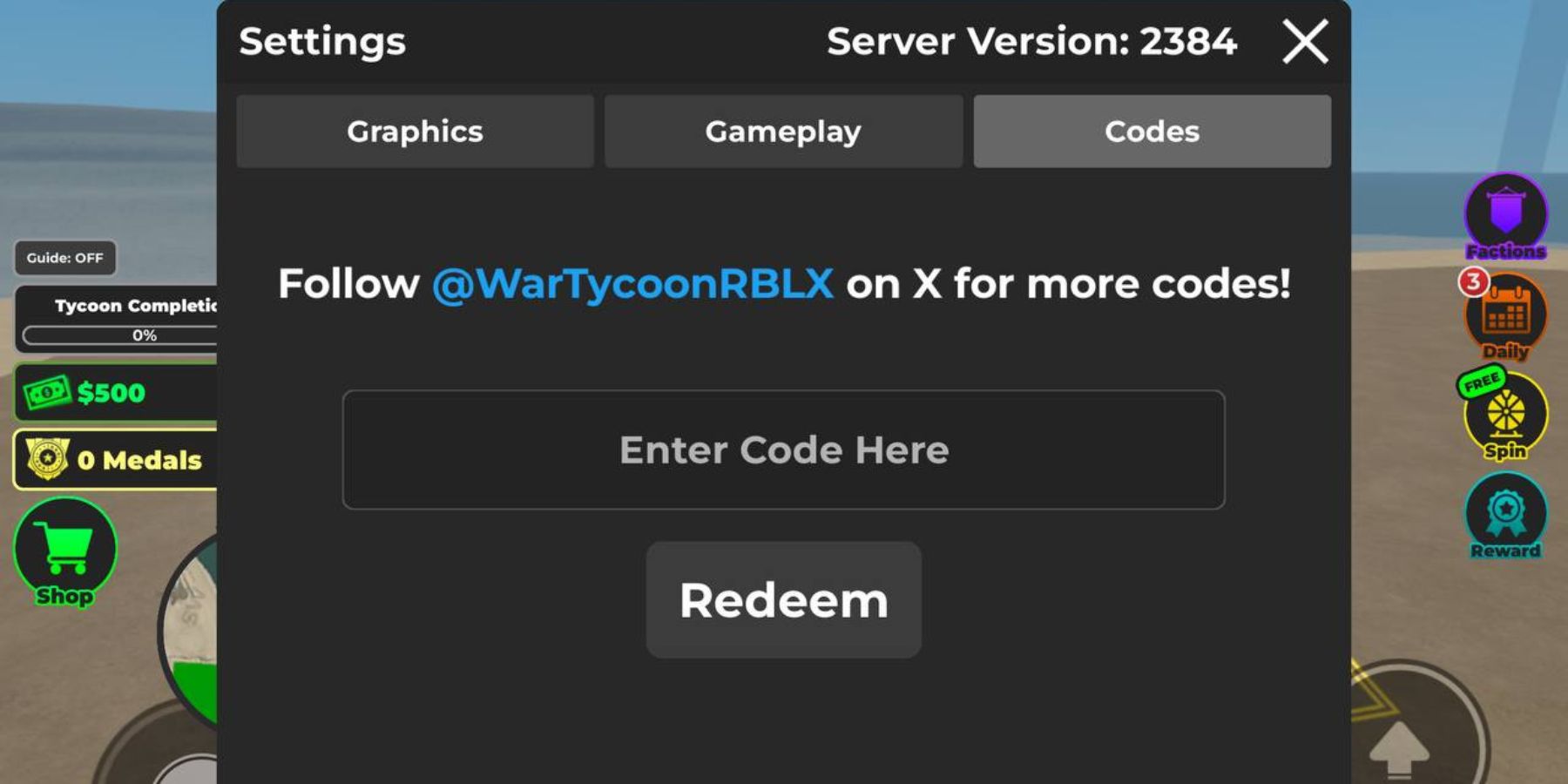 How to Redeem Roblox War Tycoon Codes