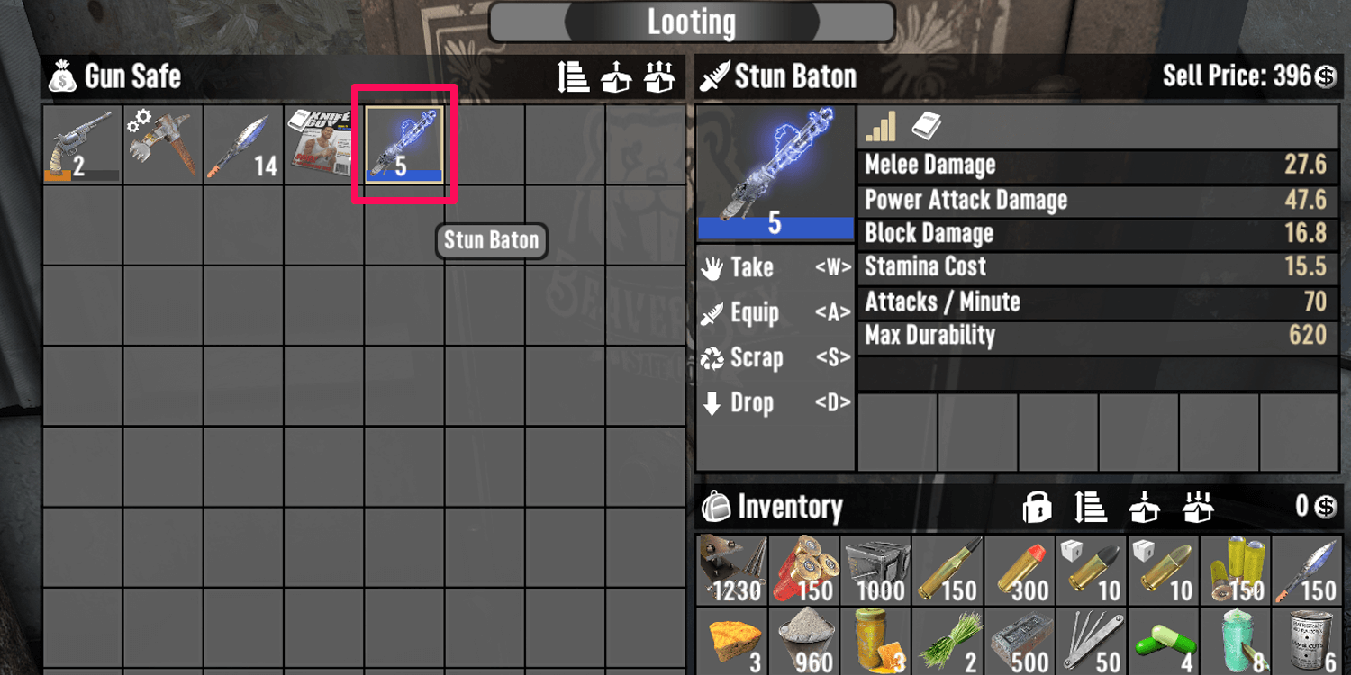 Get the Stun Baton 7 Days to Die Stun Baton Looted