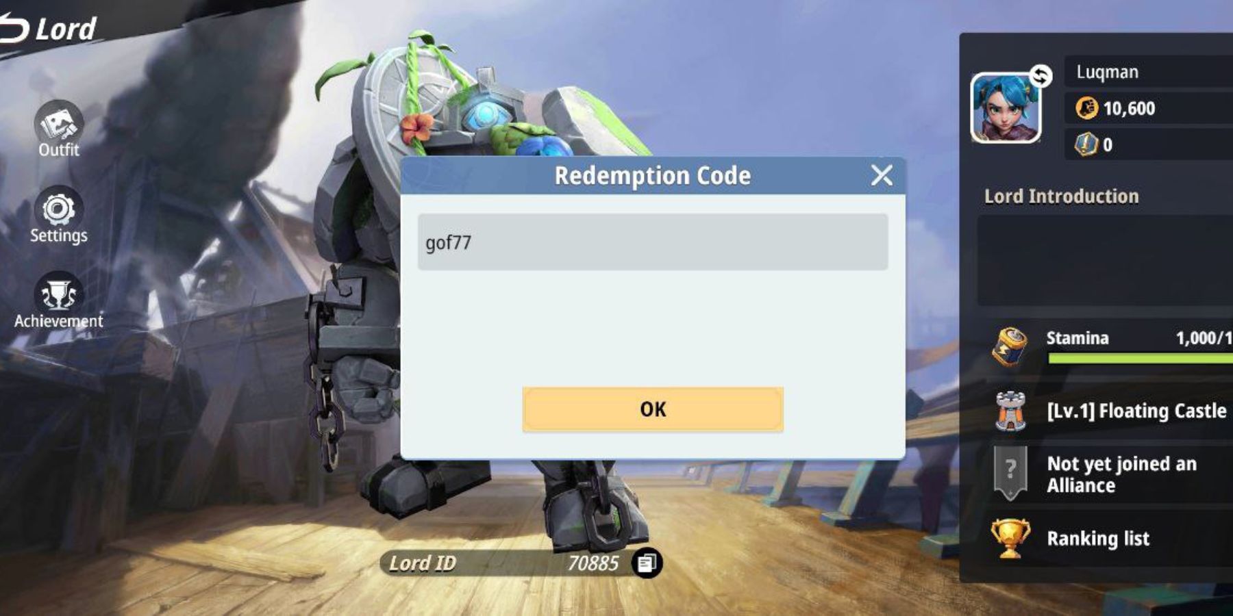 Redeem Game of Sky Codes